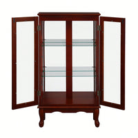 Lighted Curio Diapaly Cabinet With Adjustable Shelves And Mirrored Back Panel, Tempered Glass Doors ( 3 Tier)