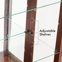 Lighted Curio Diapaly Cabinet With Adjustable Shelves And Mirrored Back Panel, Tempered Glass Doors ( 3 Tier)