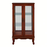 Lighted Curio Diapaly Cabinet With Adjustable Shelves And Mirrored Back Panel, Tempered Glass Doors ( 3 Tier)