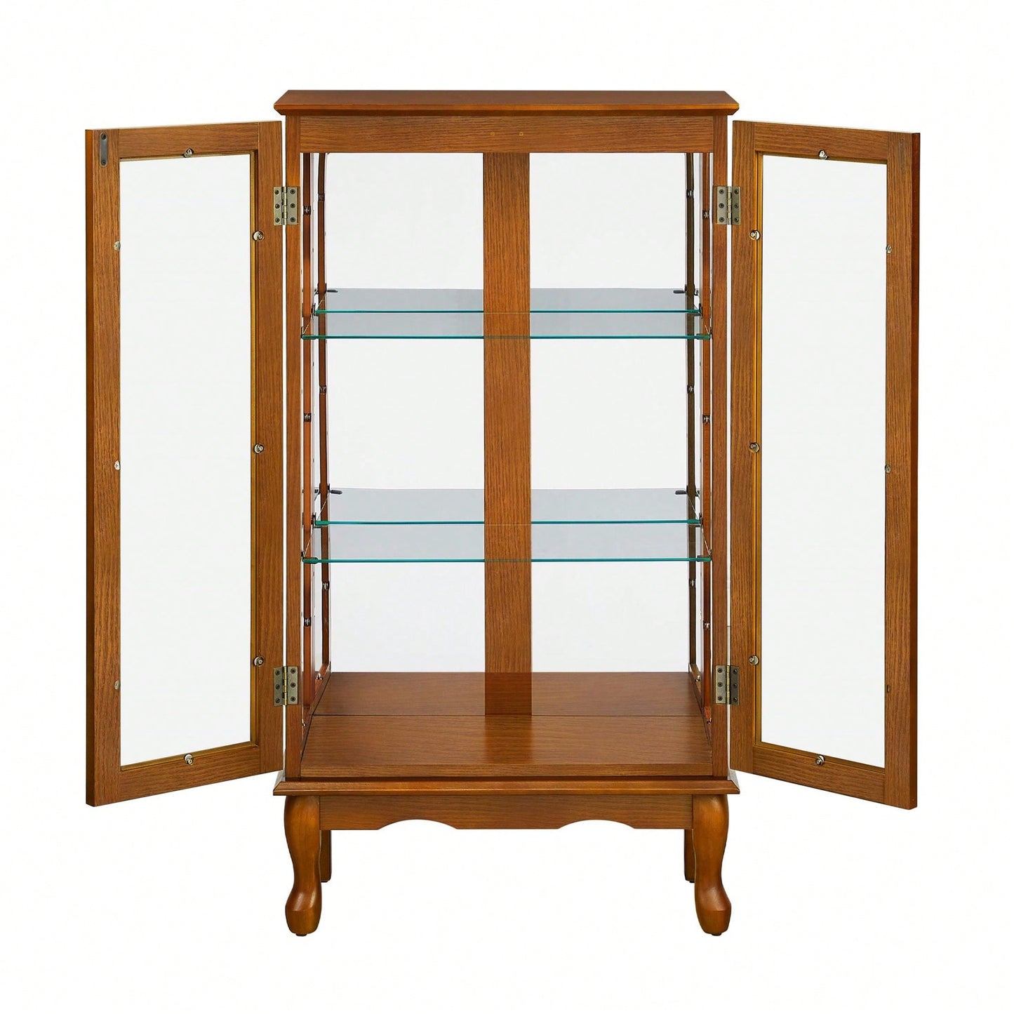 Lighted Curio Diapaly Cabinet With Adjustable Shelves And Mirrored Back Panel, Tempered Glass Doors ( 3 Tier)