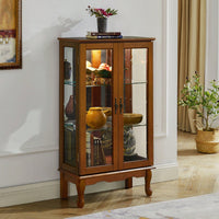 Lighted Curio Diapaly Cabinet With Adjustable Shelves And Mirrored Back Panel, Tempered Glass Doors ( 3 Tier)