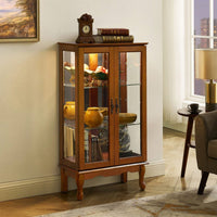 Lighted Curio Diapaly Cabinet With Adjustable Shelves And Mirrored Back Panel, Tempered Glass Doors ( 3 Tier)
