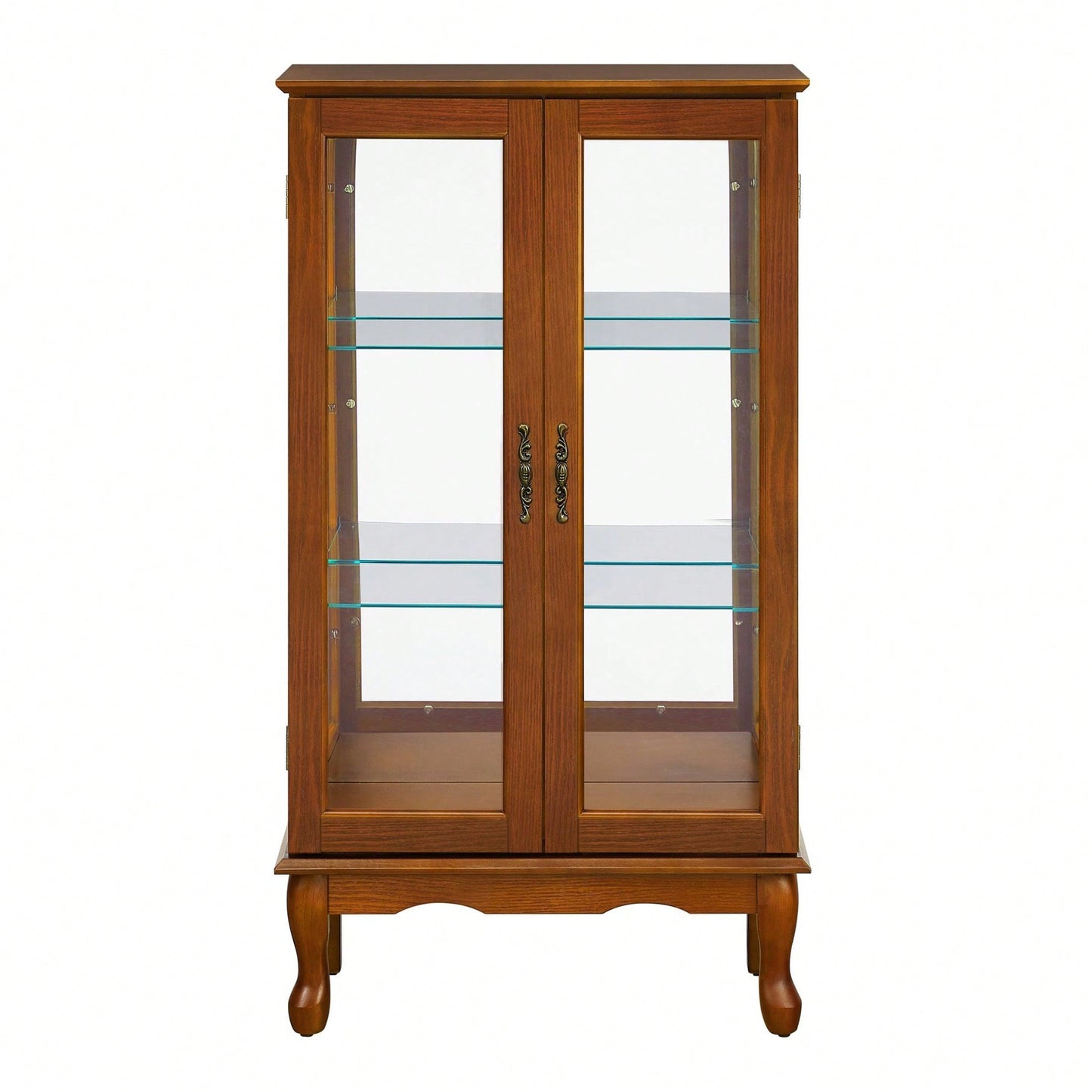 Lighted Curio Diapaly Cabinet With Adjustable Shelves And Mirrored Back Panel, Tempered Glass Doors ( 3 Tier)