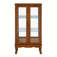 Lighted Curio Diapaly Cabinet With Adjustable Shelves And Mirrored Back Panel, Tempered Glass Doors ( 3 Tier)