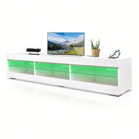 Modern LED TV Stand Entertainment Center With Storage And Glass Shelves High Glossy TV Cabinet Table For Living Room Bedroom