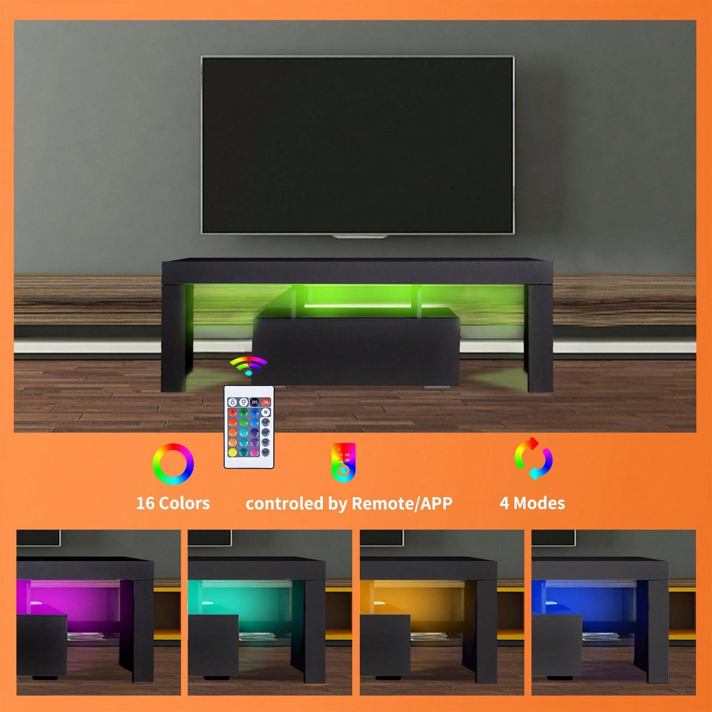 43 Inch LED Modern TV Media Console Entertainment Center With Drawer TV Cabinet For Living Room Bedroom