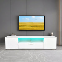 Modern TV Stand With LED Lights Entertainment Center TV Cabinet With Storage For Up To 75 Inch For Gaming Living Room Bedroom