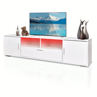 Modern TV Stand With LED Lights Entertainment Center TV Cabinet With Storage For Up To 75 Inch For Gaming Living Room Bedroom