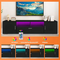 Modern TV Stand With LED Lights Entertainment Center TV Cabinet With Storage For Up To 75 Inch For Gaming Living Room Bedroom