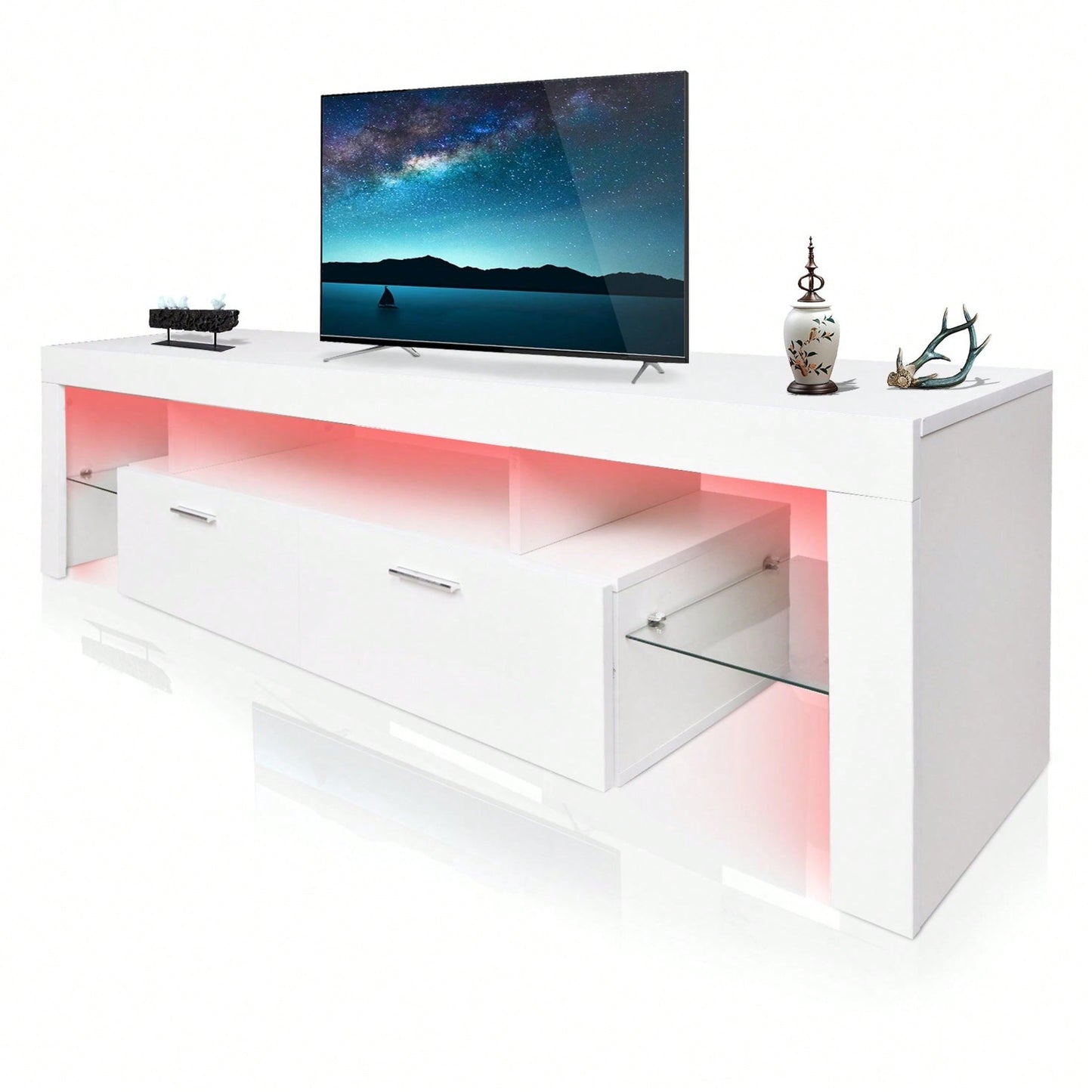 Modern TV Stand With Storage Entertainment Center With Drawer TV Cabinet For Up To 75 Inch For Gaming Living Room Bedroom