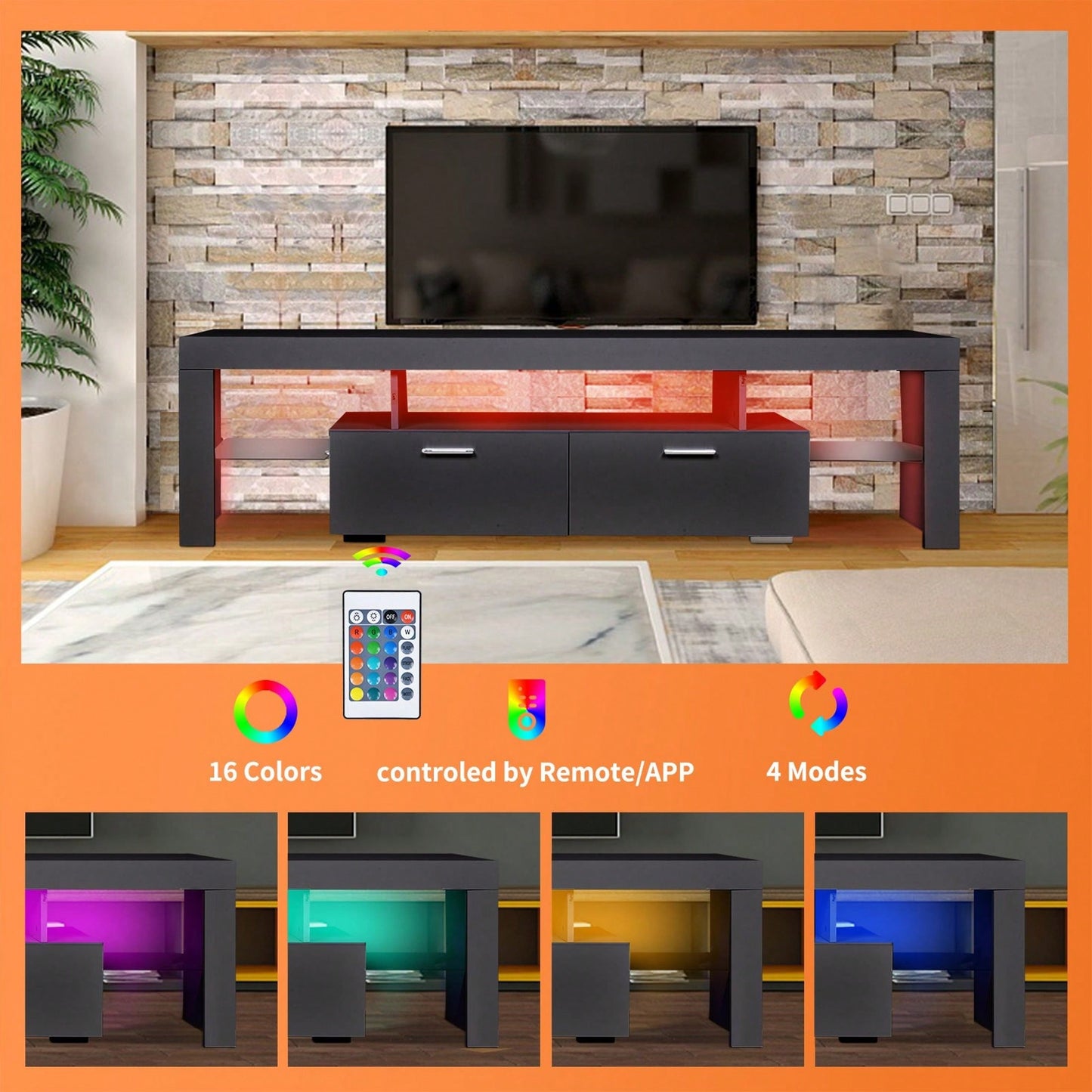 Modern TV Stand With Storage Entertainment Center With Drawer TV Cabinet For Up To 75 Inch For Gaming Living Room Bedroom