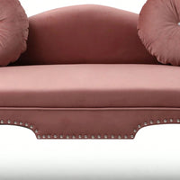 Velvet Upholstered Loveseat Sofa with Nail Head Trim and Wood Legs 2 Seater Couch for Living Room Bedroom with 2 Pillows