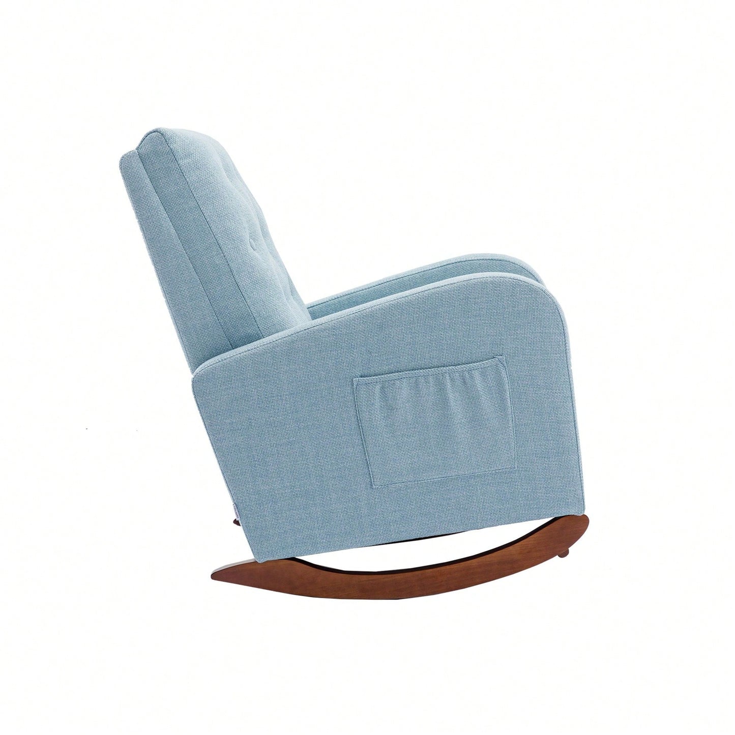 High Back Rocking Chair Nursery Chair .Comfortable Rocker Fabric Padded Seat .Modern High Back Armchair