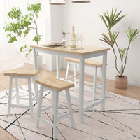 Stylish Rubber Wood Bar Dining Table Set for 4 with Natural Color and White Finish Ideal for Small Spaces