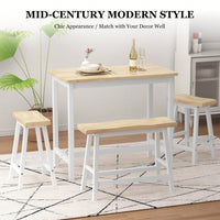 Stylish Rubber Wood Bar Dining Table Set for 4 with Natural Color and White Finish Ideal for Small Spaces