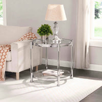 Contemporary Acrylic End Table, Side Table With Tempered Glass Top, Chrome/Silver End Table For Living Room&Bedroom