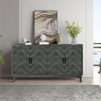 4 Doors Storage Wooden Cabinets,Lacquered Accent Storage Console Table Sideboard For Entryway,Living Room
