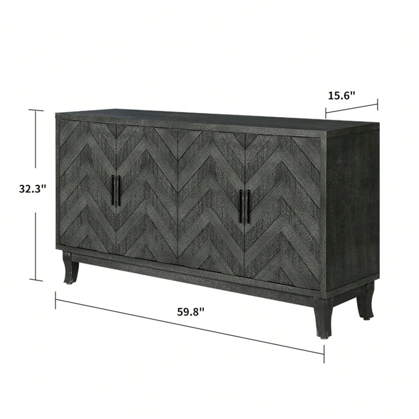 4 Doors Storage Wooden Cabinets,Lacquered Accent Storage Console Table Sideboard For Entryway,Living Room