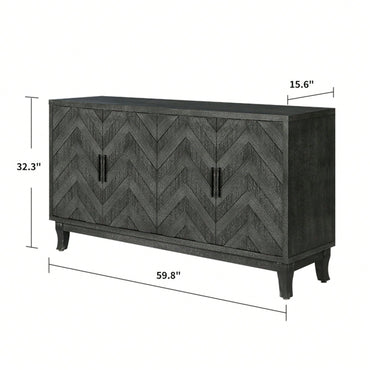 4 Doors Storage Wooden Cabinets,Lacquered Accent Storage Console Table Sideboard For Entryway,Living Room