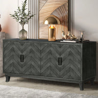 4 Doors Storage Wooden Cabinets,Lacquered Accent Storage Console Table Sideboard For Entryway,Living Room