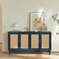 Modern Rattan Sideboard Cabinet with Adjustable Shelves and 4 Doors for Living Room Storage