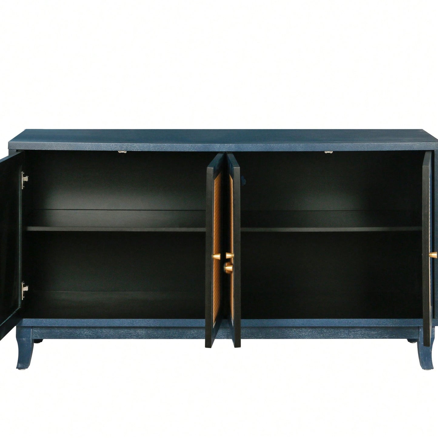 Modern Rattan Sideboard Cabinet with Adjustable Shelves and 4 Doors for Living Room Storage