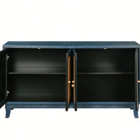 Modern Rattan Sideboard Cabinet with Adjustable Shelves and 4 Doors for Living Room Storage