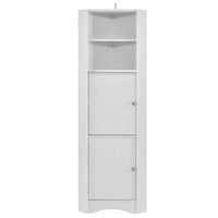 Tall Bathroom Corner Cabinet, Freestanding Storage Cabinet With Doors And Adjustable Shelves