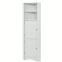 Tall Bathroom Corner Cabinet, Freestanding Storage Cabinet With Doors And Adjustable Shelves