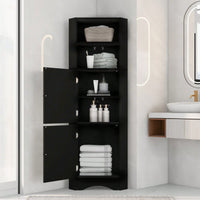 Tall Bathroom Corner Cabinet, Freestanding Storage Cabinet With Doors And Adjustable Shelves