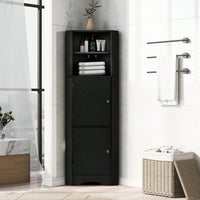 Tall Bathroom Corner Cabinet, Freestanding Storage Cabinet With Doors And Adjustable Shelves