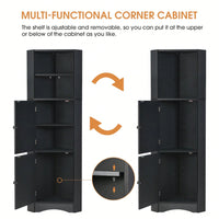 Tall Bathroom Corner Cabinet, Freestanding Storage Cabinet With Doors And Adjustable Shelves