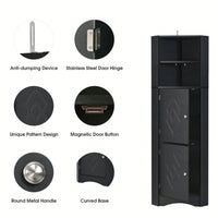 Tall Bathroom Corner Cabinet, Freestanding Storage Cabinet With Doors And Adjustable Shelves