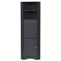 Tall Bathroom Corner Cabinet, Freestanding Storage Cabinet With Doors And Adjustable Shelves