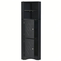 Tall Bathroom Corner Cabinet, Freestanding Storage Cabinet With Doors And Adjustable Shelves