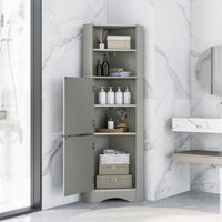 Tall Bathroom Corner Cabinet, Freestanding Storage Cabinet With Doors And Adjustable Shelves