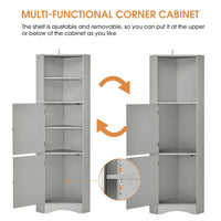 Tall Bathroom Corner Cabinet, Freestanding Storage Cabinet With Doors And Adjustable Shelves