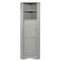 Tall Bathroom Corner Cabinet, Freestanding Storage Cabinet With Doors And Adjustable Shelves