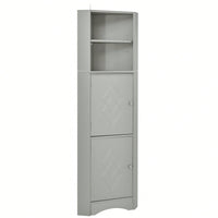 Tall Bathroom Corner Cabinet, Freestanding Storage Cabinet With Doors And Adjustable Shelves