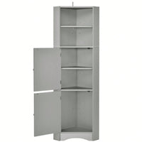 Tall Bathroom Corner Cabinet, Freestanding Storage Cabinet With Doors And Adjustable Shelves