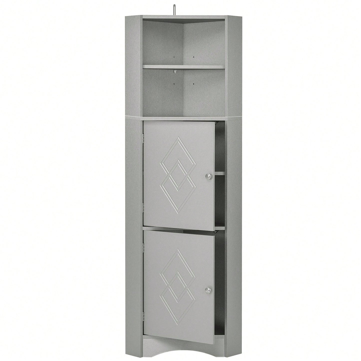 Tall Bathroom Corner Cabinet, Freestanding Storage Cabinet With Doors And Adjustable Shelves