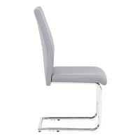 Modern Simple Style Dining Chair PU Leather Chrome Metal Pipe Restaurant Home Chair Set Of 2