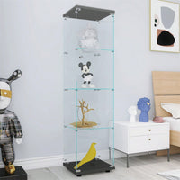 Shelves Glass Cabinet Glass Display Cabinet With One Door, Black
