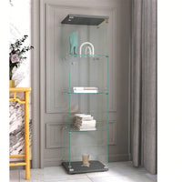 Shelves Glass Cabinet Glass Display Cabinet With One Door, Black