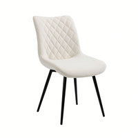 Modern PU Leather Dining Chairs with Diamond Lattice Design Soft Mat Side Chair for Living Room and Dining Area