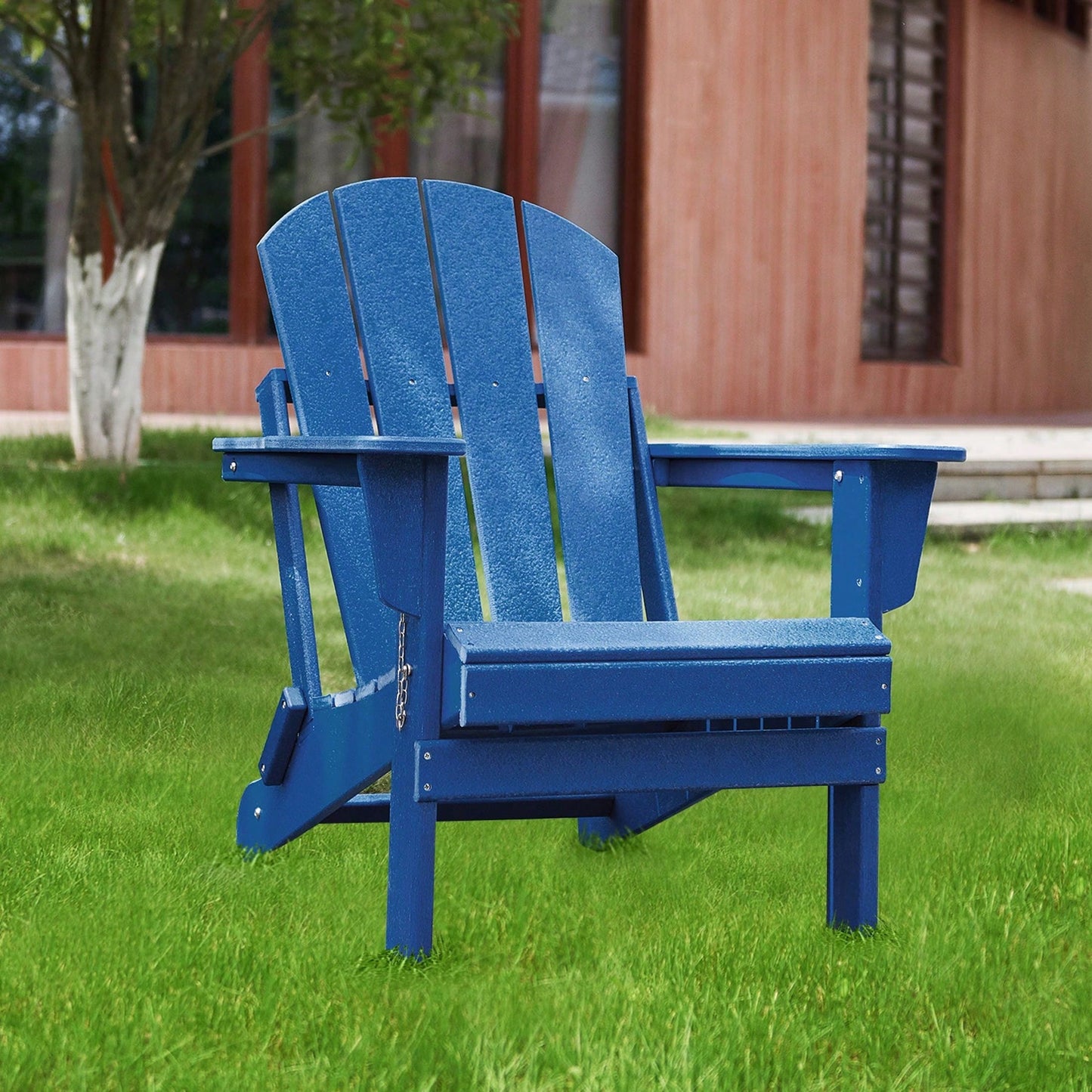 Folding Adirondack Chair Poly Lumber Weather Resistant Outdoor Patio Furniture for Garden Deck and Lawn Easy Maintenance Classic Design