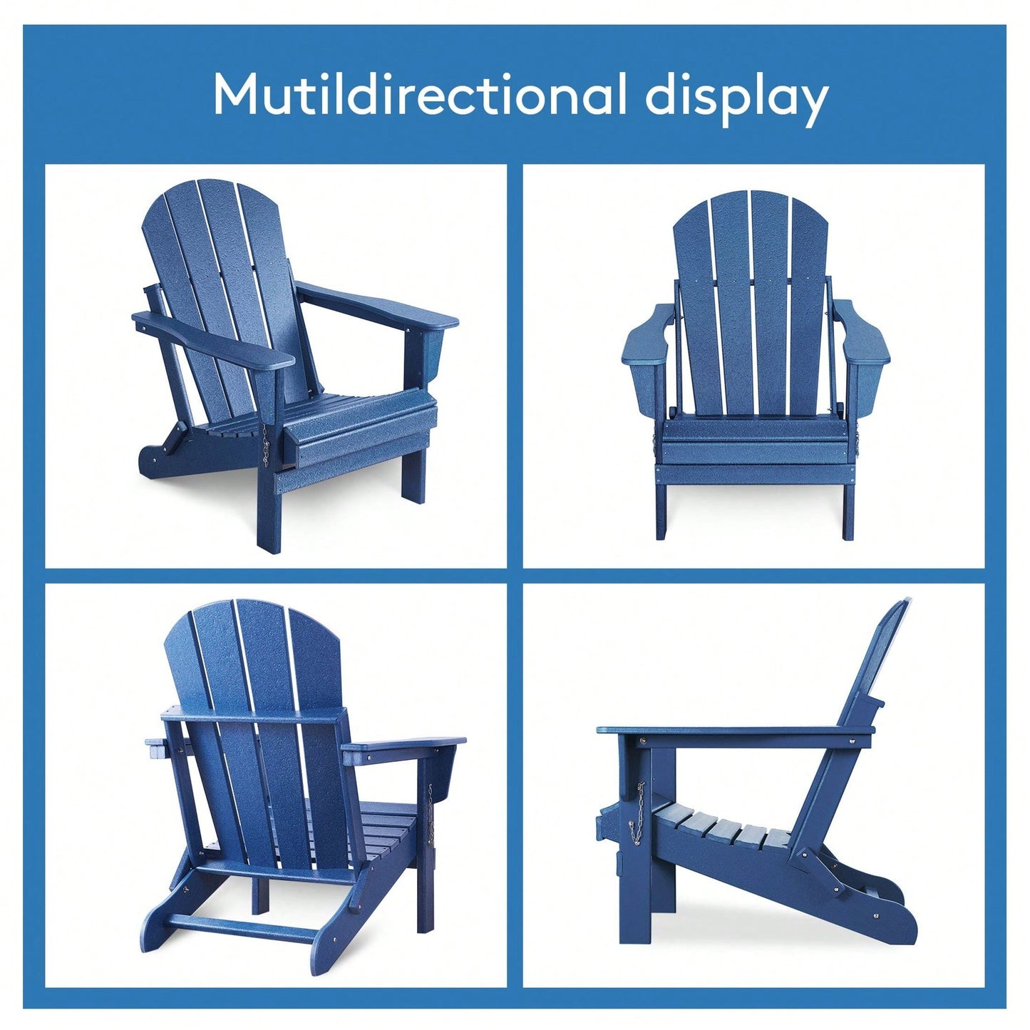 Folding Adirondack Chair Poly Lumber Weather Resistant Outdoor Patio Furniture for Garden Deck and Lawn Easy Maintenance Classic Design