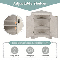 Triangle Bathroom Storage Cabinet With Adjustable Shelves, Freestanding Floor Cabinet For Home Kitchen