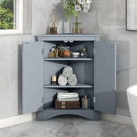 Triangle Bathroom Storage Cabinet With Adjustable Shelves, Freestanding Floor Cabinet For Home Kitchen