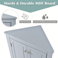 Triangle Bathroom Storage Cabinet With Adjustable Shelves, Freestanding Floor Cabinet For Home Kitchen